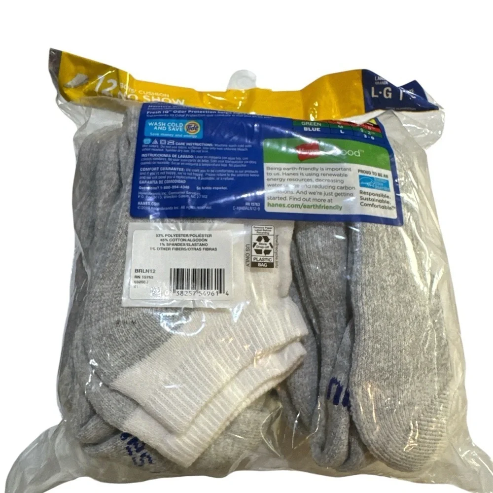 Hanes Boys' 12pk Cushioned Crew Socks Double Tough White Size L (3-9)